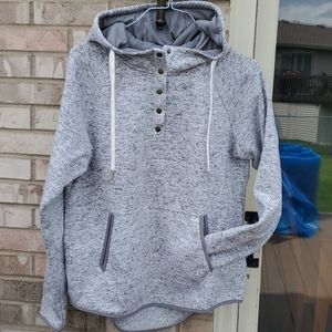 XL quarter button up grey marled hoodie